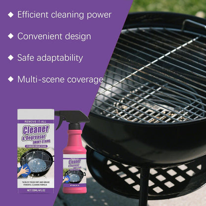 Fast-Acting Heavy-Duty Grill Degreaser Spray, BBQ Grill Cleaner Spray for Outdoor Grills, Safe Heavy Duty Cleaner for Burnt Food & Grease, for Stubborn Splatters, Stove Top, Grill, Drip Pans (1PCS)