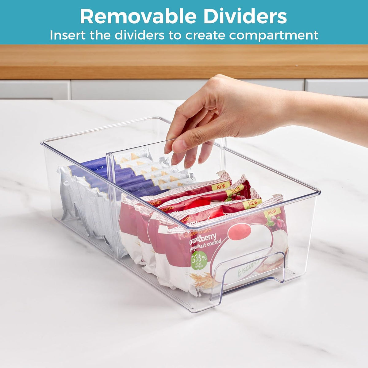 Vtopmart 4 Pack Clear Stackable Storage Drawers,Under Sink and Kitchen Organizers Storage,Easy to Assemble Plastic Drawers for Baby Bottle,Medicine, Bathroom,Cabinet and Pantry Organization