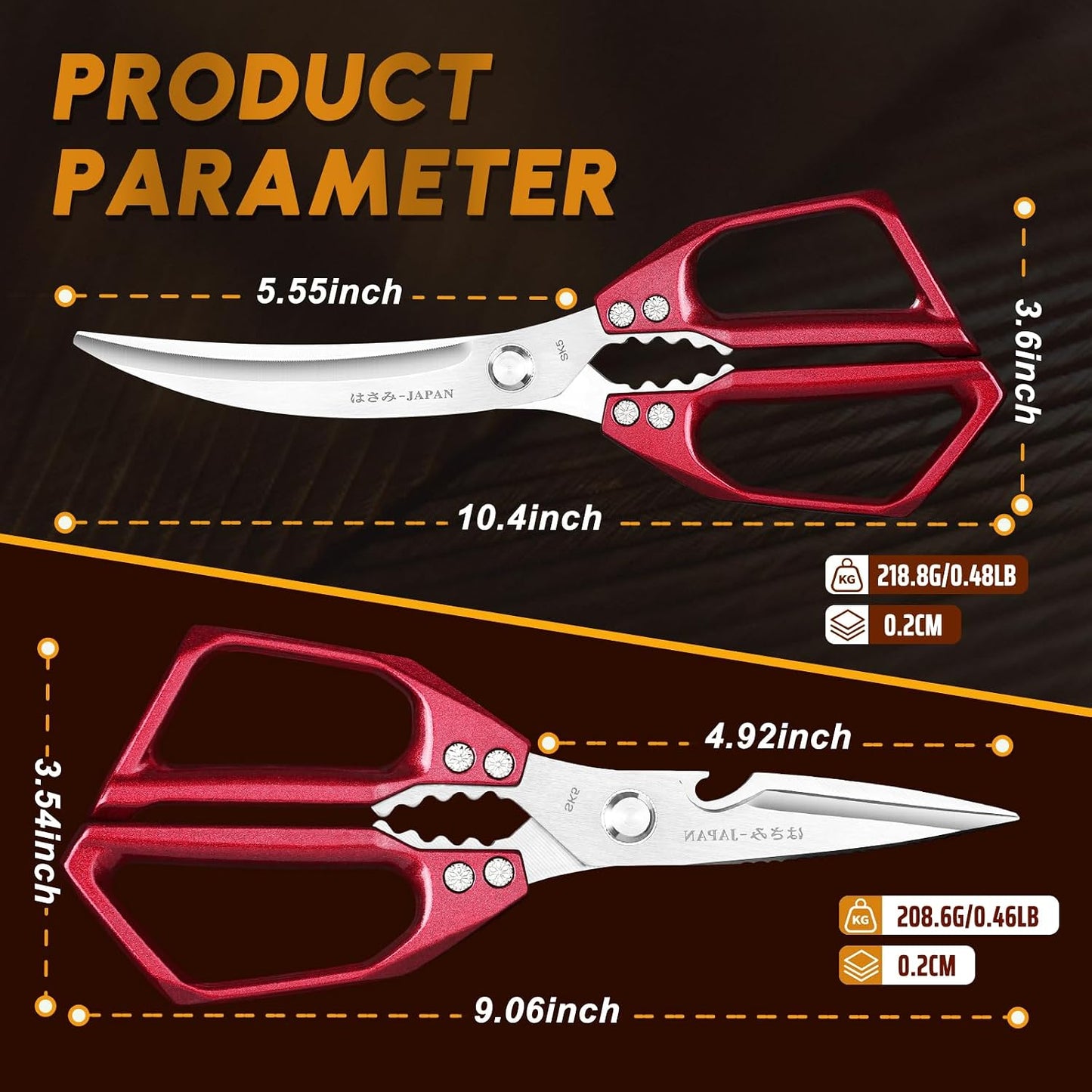 HUUSK Kitchen Scissors Set Silver - Stainless Steel Kitchen Shear, Sharp Meat Scissors, Heavy Duty Poultry Shears, Japanese Cooking Scissor for Food, Gifts for Men Women