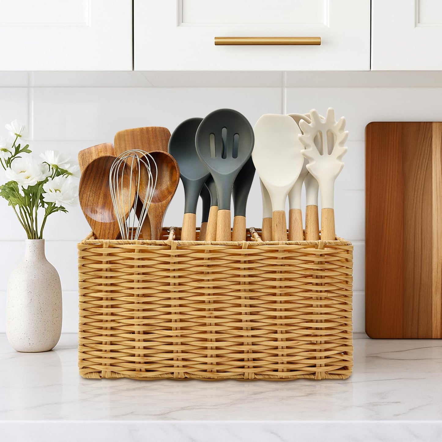 Ayiaren Grey Plastic Cutlery Silverware Holder Small Utensil Organizer Holders for Kitchen Counter Party Flatware Caddy Table Silverware Organizer Basket Spoon Knife Fork Holder Picnic Utensil Caddy