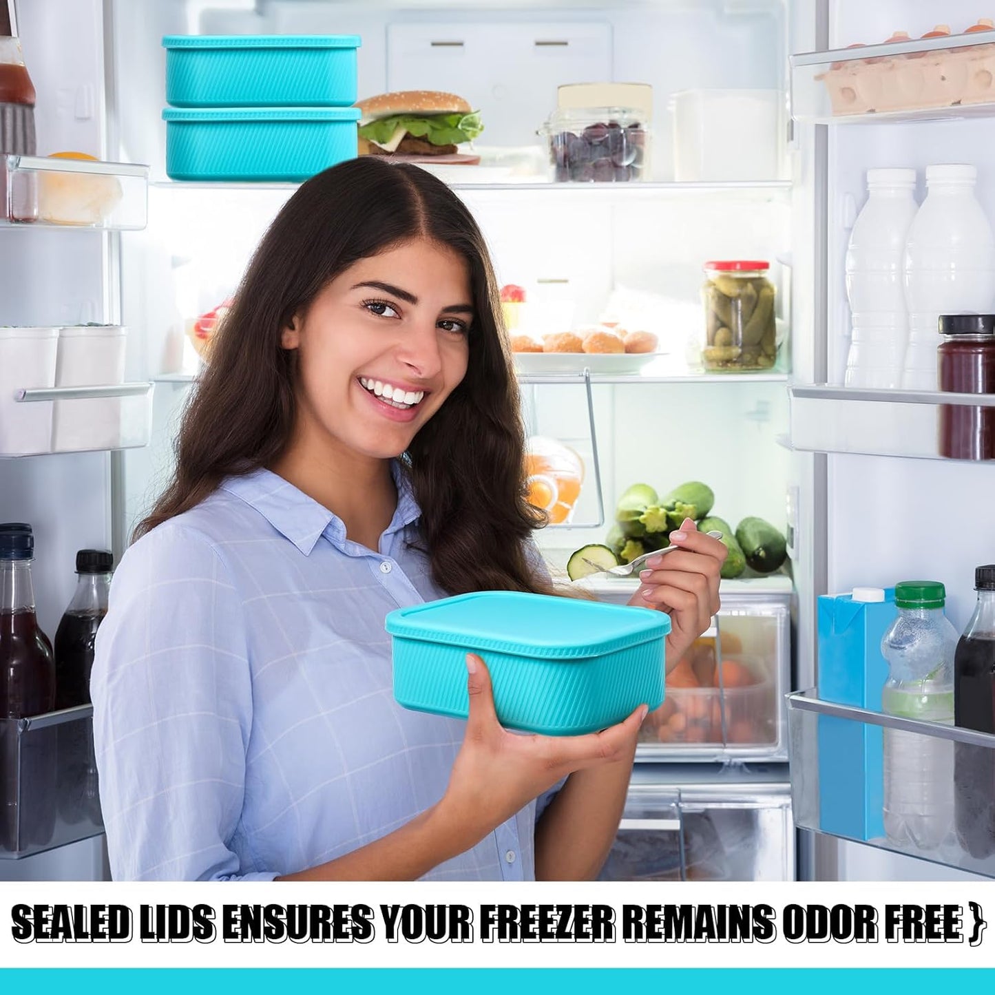 Nuogo 4 Pcs 6 Cup Silicone Freezer Trays with Lid Soup Containers Reusable Freezer Silicone Molds Rectangle Containers Ice Trays for Soups Sauces Stews Curries, Yellow
