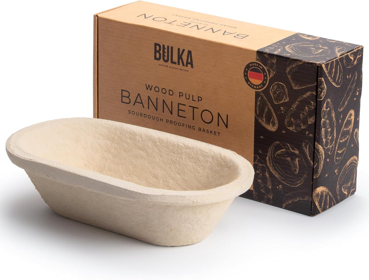 Bulka Sourdough Banneton Bread Proofing Basket 11.4" Oval Groove 750g