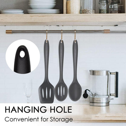 Silicone Nonstick Utensils, Set of 3, Black, Silicone Cooking Utensils Set, Turner/Spatula and Spoons - Heat Resistant, Nonstick Cookware, Dishwasher Safe