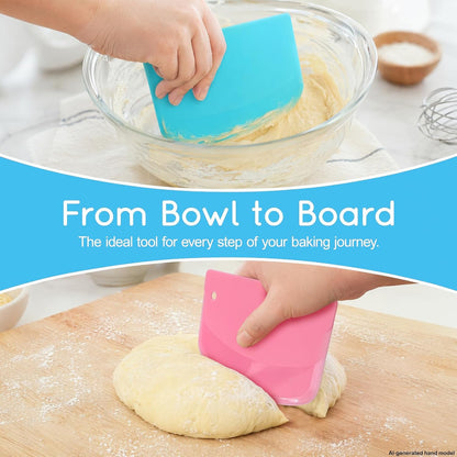 7 Dough Scrapers for Baking, Flexible Bowl Scraper with Dough Cutter Edge