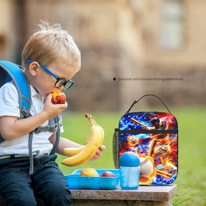 Boys Lunch Box for School Insulated Football Lunch Bag for Kid Boys Girls Teen Bento Boxes to School Office Picnic Travel Hiking Lunchbag Waterproof Leakproof with Adjustable Shoulder Strap