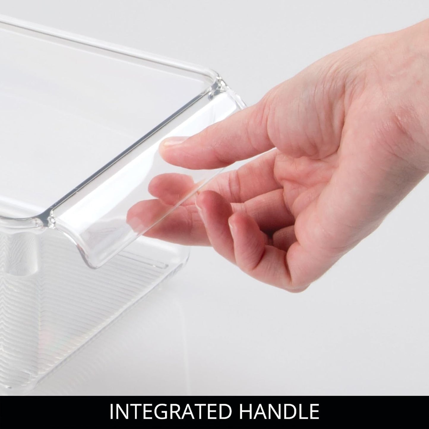 iDesign Fridge Storage Bin with Handle - Fridge Tray for Meats and Cheeses - Set of 2 - Clear