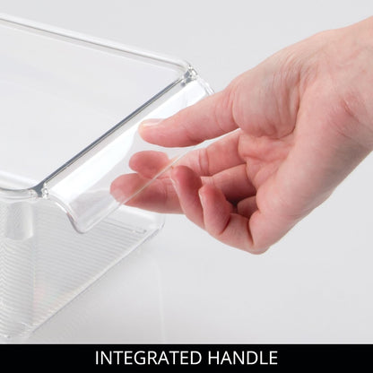 iDesign Fridge Storage Bin with Handle - Fridge Tray for Meats and Cheeses - Set of 2 - Clear