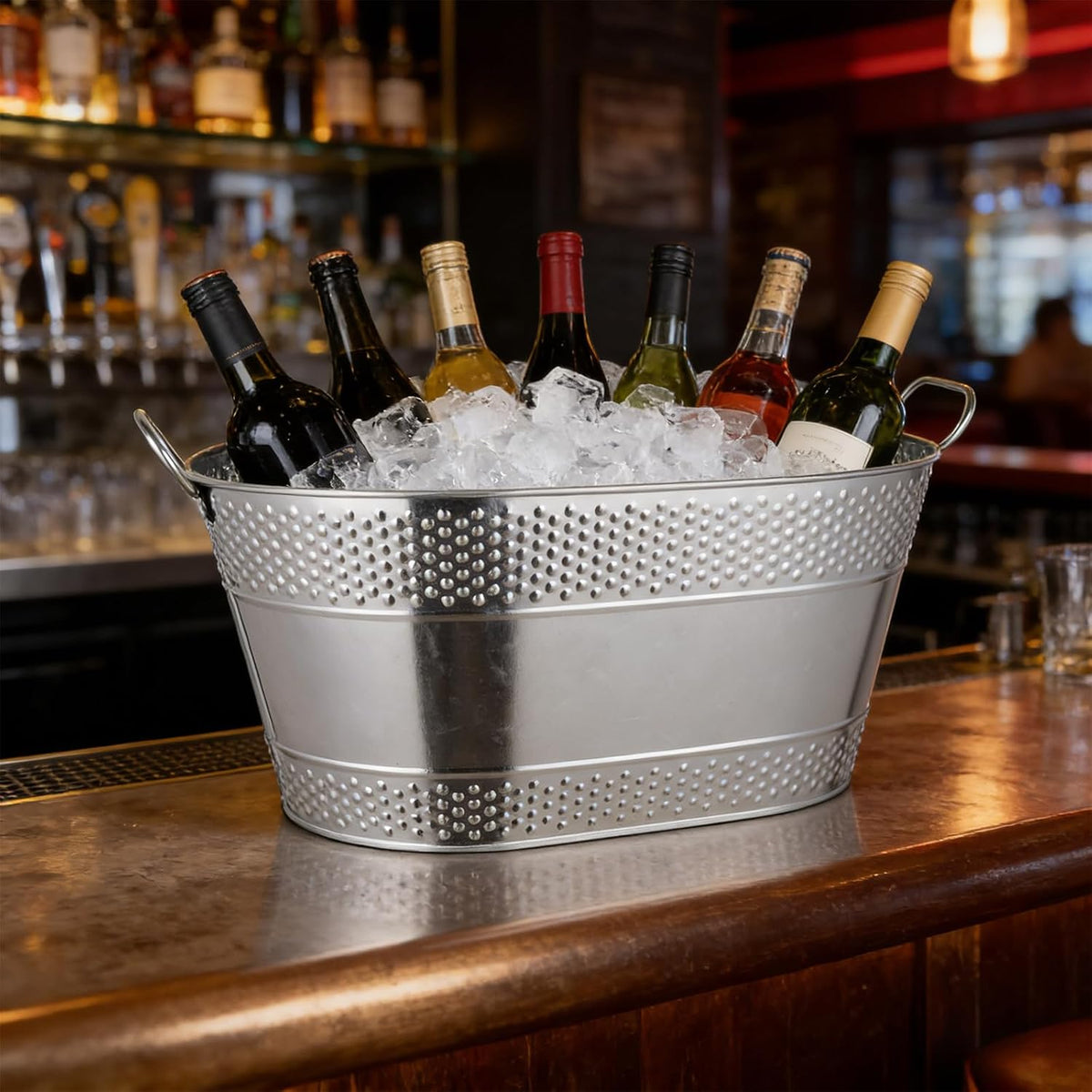 4 Gallon Galvanized Beverage Tub, 2 Pcs Heavy-Duty Ice Buckets Large Galvanized Drink Buckets with Handles for Catering Bars Parties