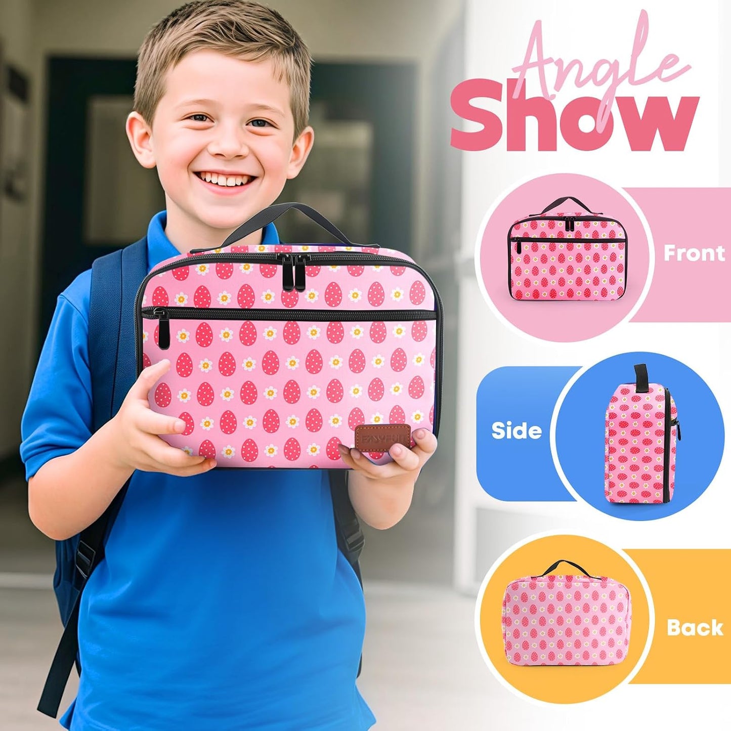 Lunch Box Kids, Lunch Bags for Women Men, Insulated Cooler Reusable Cute Lunch Containers for Boy & Girls, Adults Leak Proof Large Lunch Tote Bags for School, Work, Travel, Picnic Outdoor and Beach