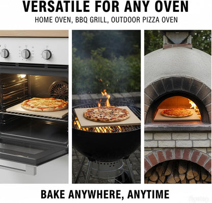 15"x12" Rectangular Pizza Stone for Oven, Grill & Camping, Cordierite Baking Stone with High Heat Resistance