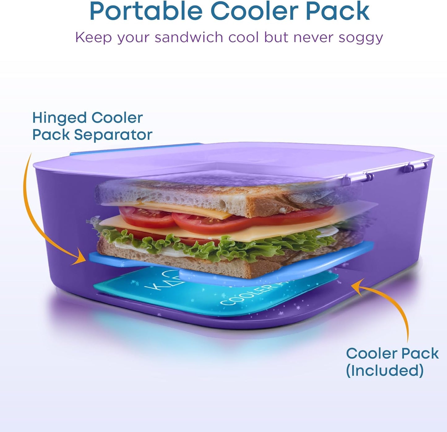 KARRICO Leakproof Lunch Box – 3-Compartment Bento Box, Cooler Pack & Adjustable Divider, Extra Large & BPA-Free – Dishwasher Safe, Ideal for On-the-Go Meals, Green