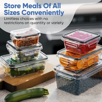 Chef's Path 28 Piece Airtight Food Storage Containers with Easy Snap Lids, 14 Containers and Lids, Stackable Kitchen and Pantry Canisters for Coffee, Meal Prep and Food Storage -Transparent