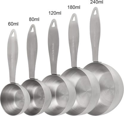 Measuring Cups and Spoons Set, 12 Pieces Stainless Steel Measuring Cup Set, Metal Copper Measuring Cups Spoons, Dry & Liquid Kitchen Measure Cup Spoon & Leveler & Measure Equivalents