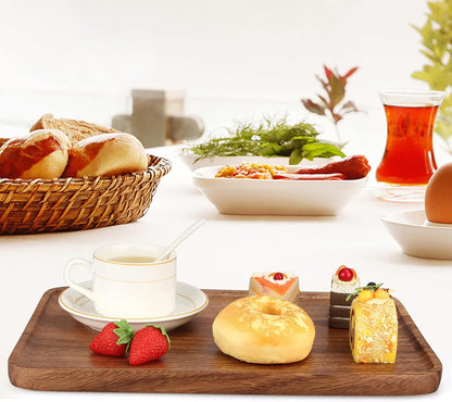 Large Wooden Serving Trays Long Party Charcuterie Boards Acacia Wood Platters Serving Cheese Board Rectangular Appetizer Snack Plates Rectangle Kitchen Dinner Platter for Food Dish Cake Dessert Tray