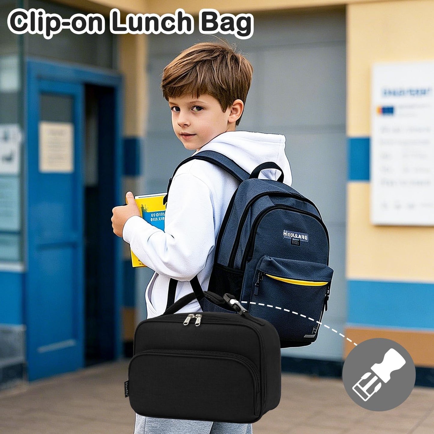 FlowFly Kids Lunch box Insulated Soft Bag Mini Cooler Back to School Thermal Meal Tote Kit for Girls, Boys, Astronaut - Colors B