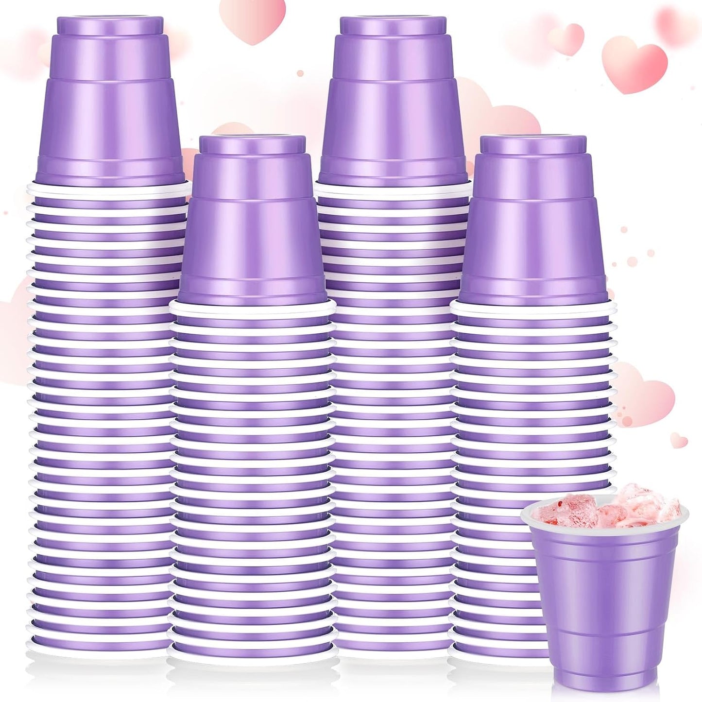 Roshtia 100 Pack 2 oz Plastic Shot Cups, Mini Disposable Shot Glasses 2 oz Wedding Party Cups for Bridal Shower Wedding Party, Beer Taste Serving, Snacks(Black, Gold)
