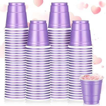 Roshtia 100 Pack 2 oz Plastic Shot Cups, Mini Disposable Shot Glasses 2 oz Wedding Party Cups for Bridal Shower Wedding Party, Beer Taste Serving, Snacks(Black, Gold)