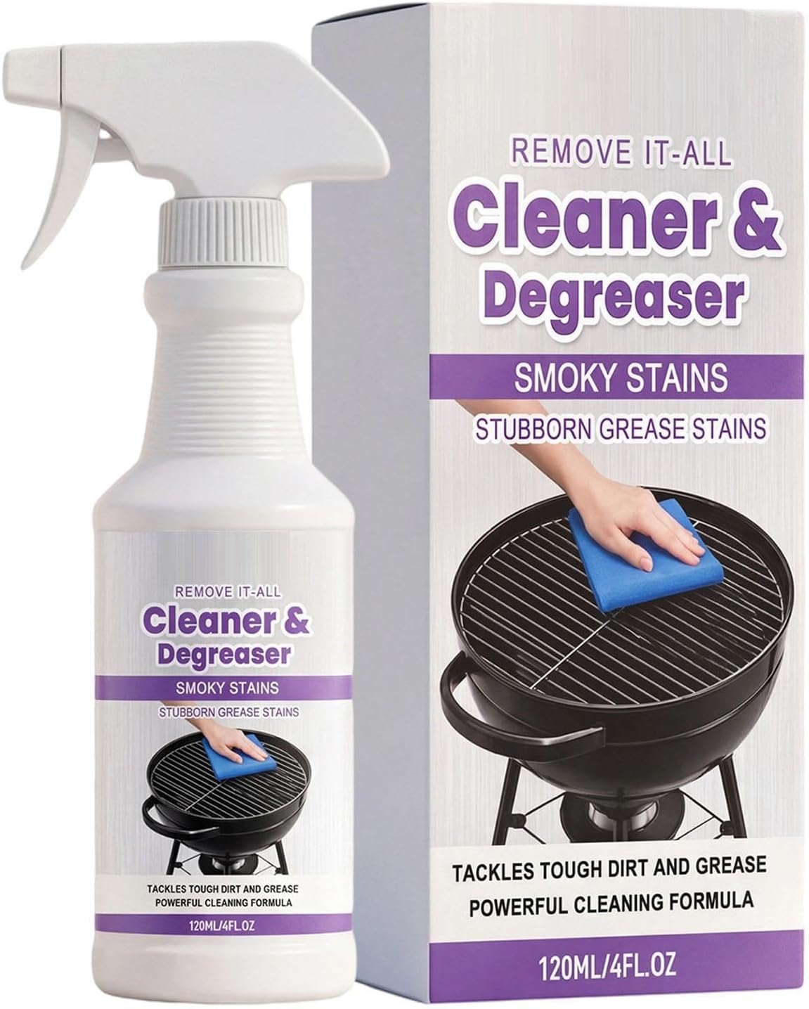 Grill Cleaner - 120ml Grill Grate Cleaner | Professional Degreaser Spray, Versatile Indoor Outdoor No Scrub Gentle Degreaser For Burnt Food Grease Grime Removal Grates Racks Pellet Burners