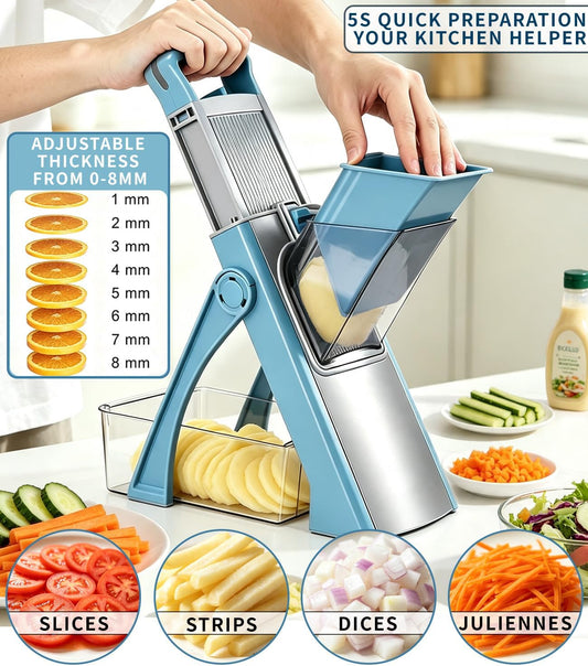 Safe Mandoline Slicer for Kitchen, Multi-Function Vegetable Chopper
