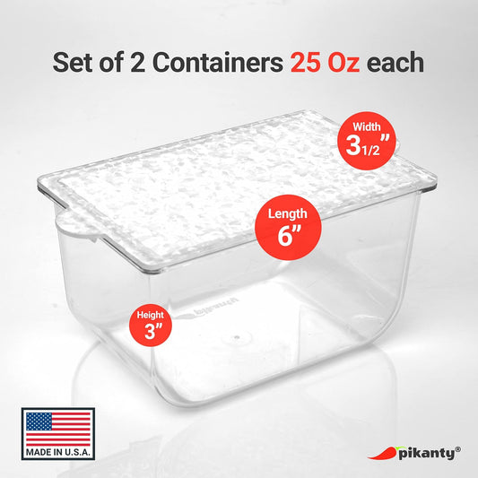 Pikanty Clear Refrigerator Organizer Bin with Handles — 15 Inch Stackable Fridge and Pantry Storage Container for Snacks, Produce, Cans, Yogurt, Condiments, Dishwasher and Freezer Safe, Made in USA