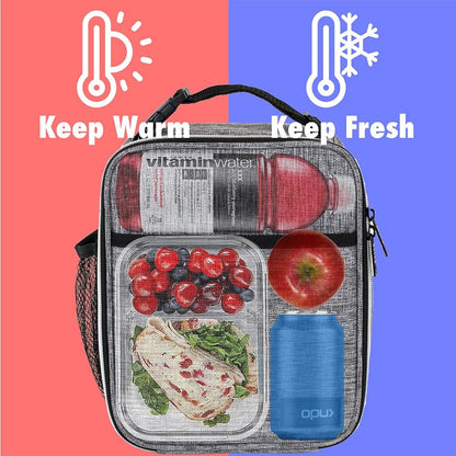 opux Premium Insulated Lunch Box, Soft School Lunch Bag for Kids Boys Girls, Leakproof Small Lunch Pail Men Women Work, Reusable Compact Cooler Tote Lunchbox for Office Adult, Black