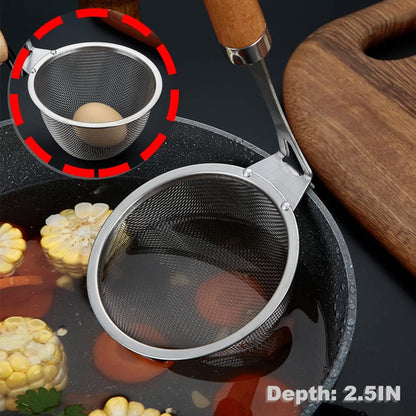 TENTA KITCHEN Premium 18/8 Stainless Steel Mesh Spider Spaghetti Dumpling Noodle Strainer -Mouth diameter 3.8 inch Basket and 8.1inch Handle