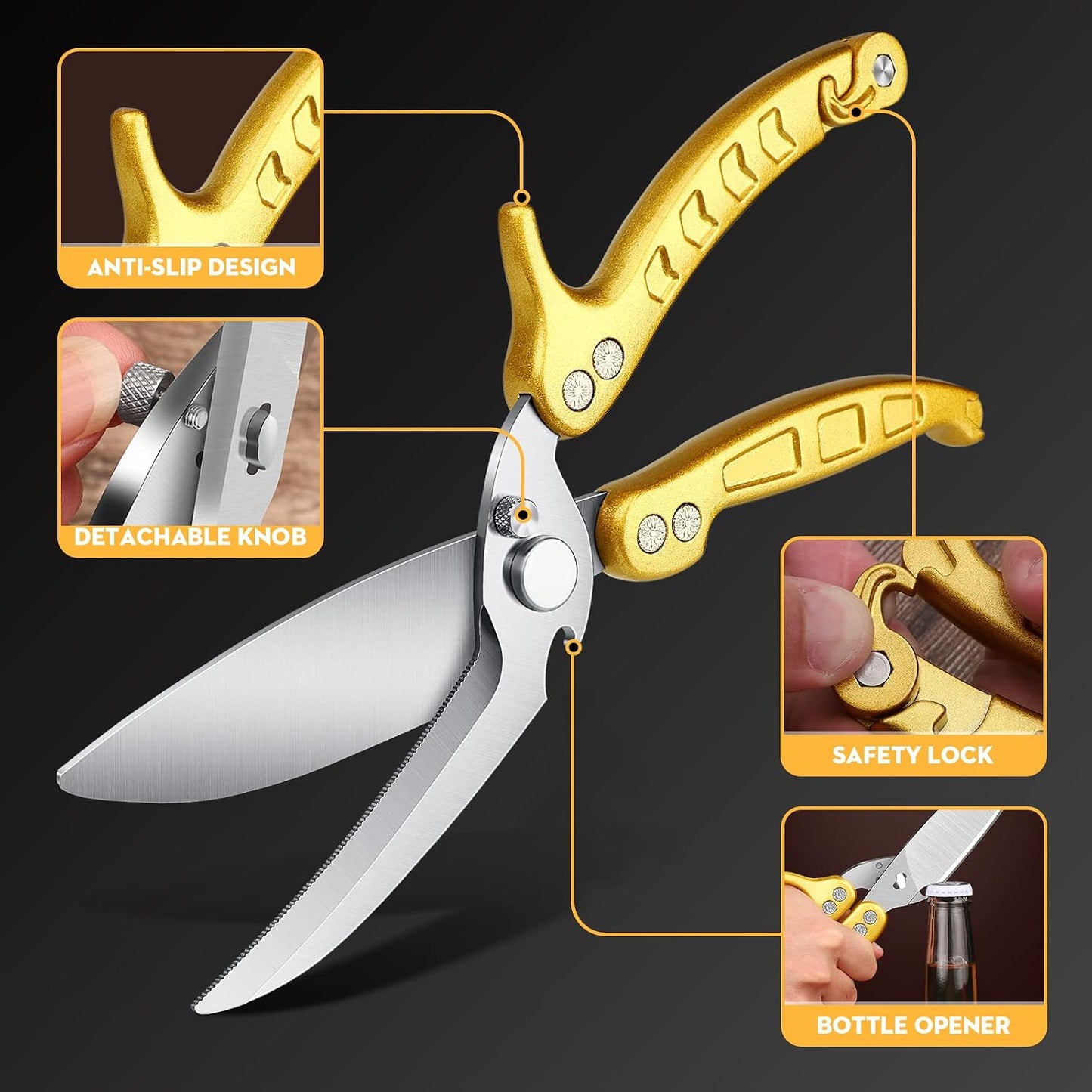 DRAGON RIOT Heavy Duty Poultry Shears - A Must Have Kitchen Shears for Chicken and Meat Cutting - Dishwasher Safe and Stainless Food Kitchen Scissors for Thanksgiving