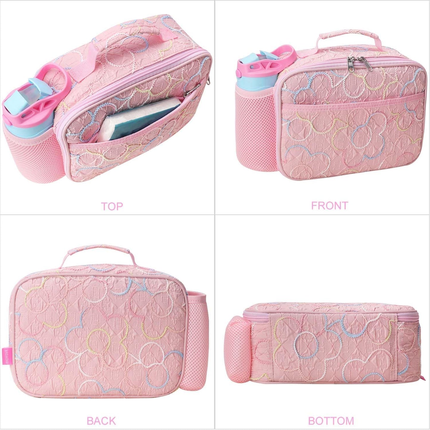 RHCPFOVR Kids Lunch Bag - Insulated Lunch Box for Boys Girls,Washable Lunch Bag and Reusable Toddler Leak-proof Lunchbox for School and Daycare - Colors A