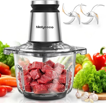 600W Food Chopper 8 Cup Glass Food Processor Meat Grinder