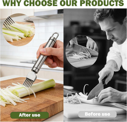Green Onion Slicer 2 Pack Stainless Steel Multi-Blade Herb Cutter Tool