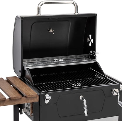 Royal Gourmet CD1824ET Movable Charcoal BBQ Grill with Foldable Side Tables, Outdoor Barbecue Grill with 470 Sq. In. Cooking Area for Outdoor Picnic and Camping Grilling, Black