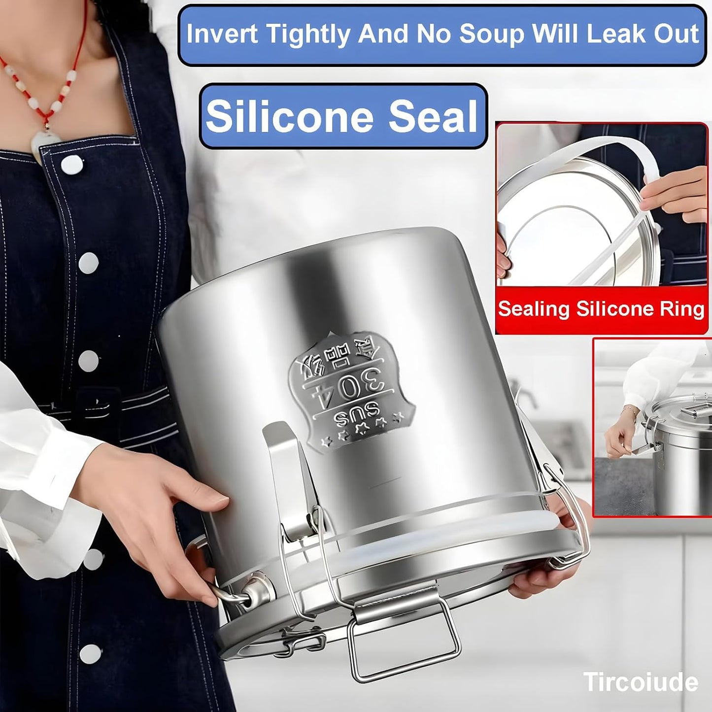 25lb Stainless Steel Containers with Lids, 12L/3.1gal 304 Stainless Steel Storage Containers, Metal Bird Seed Storage Container for Rice Flour Sugar Grain Coffee Bean Kitchen Jar
