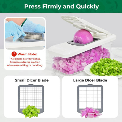 SUSTEAS Vegetable Chopper Mandoline Slicer, 6 Blade Chopper, 10-in-1 Gray