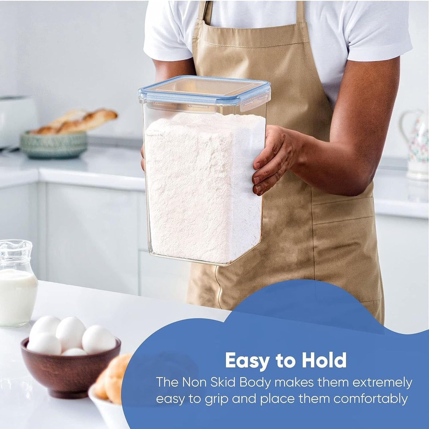 Chef's Path Extra Large Airtight Food Storage Containers with Lids, Pack of 2, 6.5L, 220Oz, Airtight Kitchen and Pantry Bulk Canisters for Flour, Sugar, Rice, and Baking Supplies - Transparent