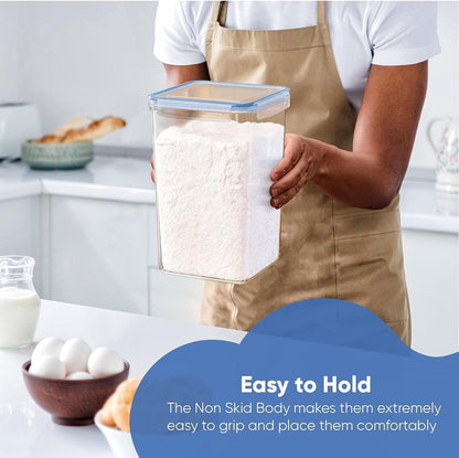 Chef's Path Extra Large Airtight Food Storage Containers with Lids, Pack of 2, 6.5L, 220Oz, Airtight Kitchen and Pantry Bulk Canisters for Flour, Sugar, Rice, and Baking Supplies - Transparent