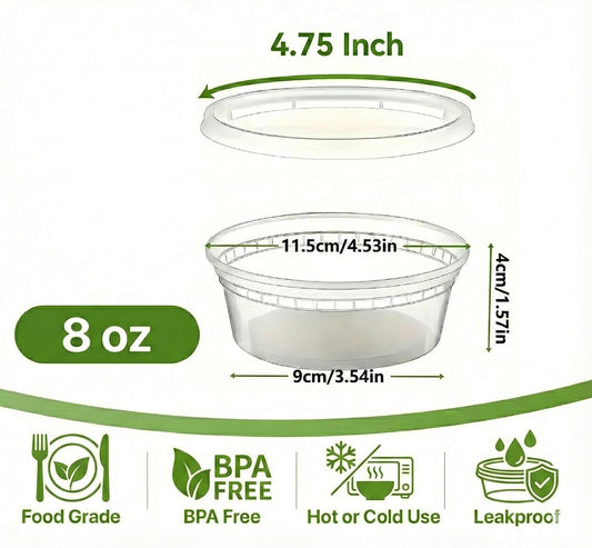 Food Storage Containers [10 Set] x [32 oz] Plastic Deli Containers with Lids Soup Meal Prep Containers | BPA Free | Stackable | Leakproof | Microwave/Dishwasher/Freezer Safe (10 Set, 32 oz)