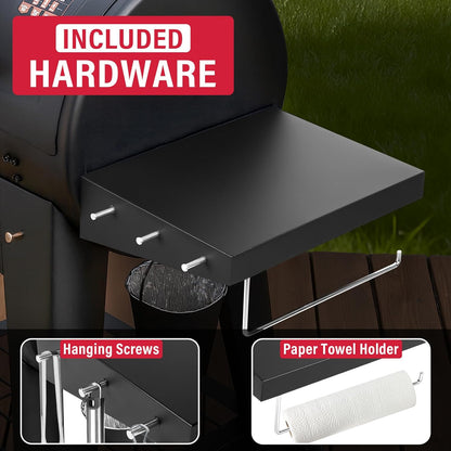 Upgraded Grill Table for Weber Kettle 22"/18"/26", Master Touch 22", Smokey Mountain, Recteq Pellet Grill RT-B380, Prep Station with Cutting Board, Basin, 4 Hooks, Shelf for Weber Kettle Accessories