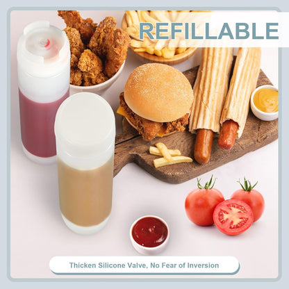 Sabary 3 Pcs 16 oz Inverted Condiment Squeeze Bottles for Sauces, Black