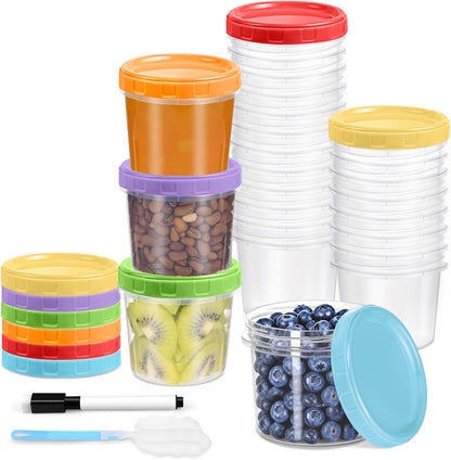 10 oz Plastic Containers with Lids, 12 Pack Stackable Small Freezer Container, Reusable Clear Food Storage Meal Prep Containers for Snack Fruit, Microwave & Dishwasher Safe