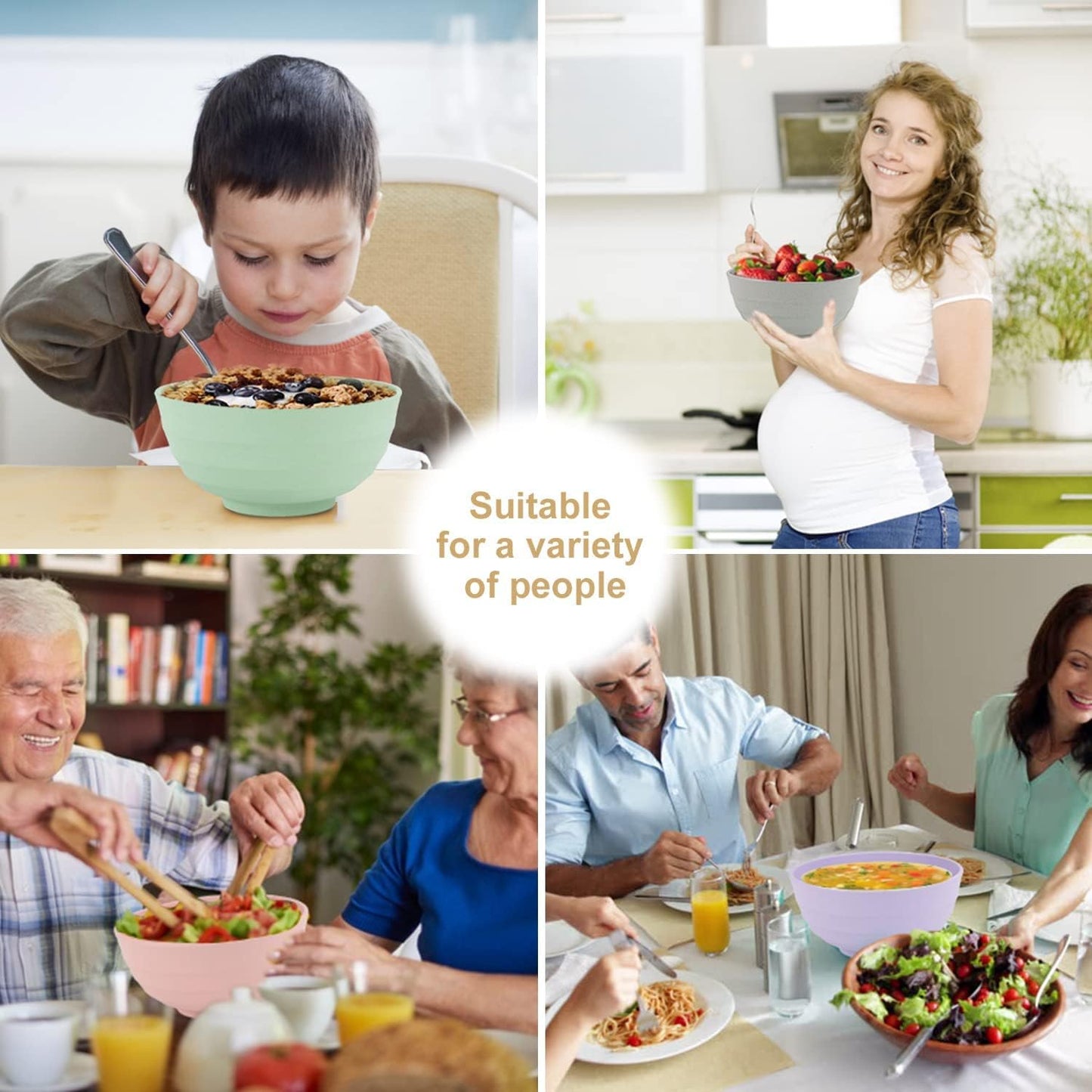 Wheat Straw Bowl Sets,8 PCS Unbreakable Cereal Bowl 26 OZ,Microwave and Dishwasher Safe Bowls,Bowl Sets for Camping and Picnic BPA Free Colorful Salad Bowls for Serving Soup,Oatmeal and Fruit Etc…