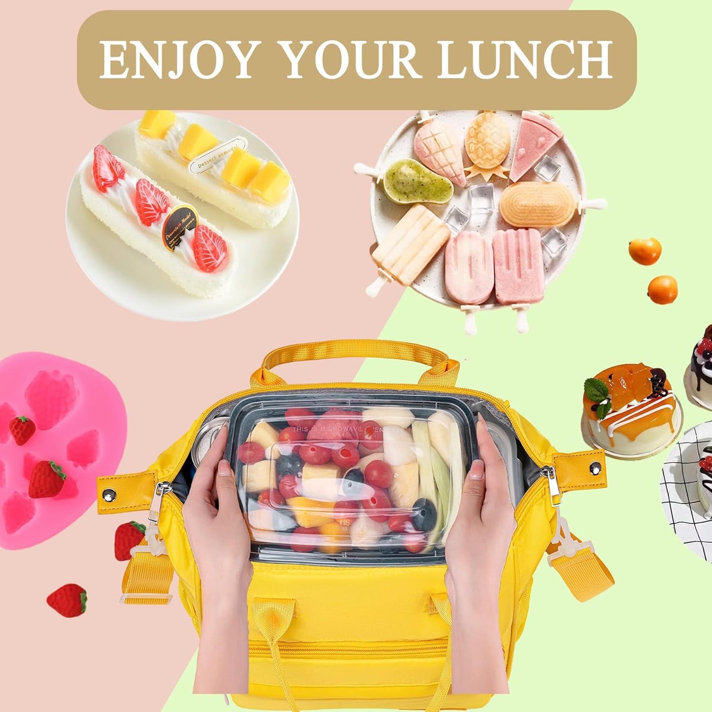 TuErCao Small Lunch Bag Lightweight Insulated Lunch Box for Women Work Portable Soft Cooler for Picnic Travel Road Trips, Loncheras para Mujer, Black