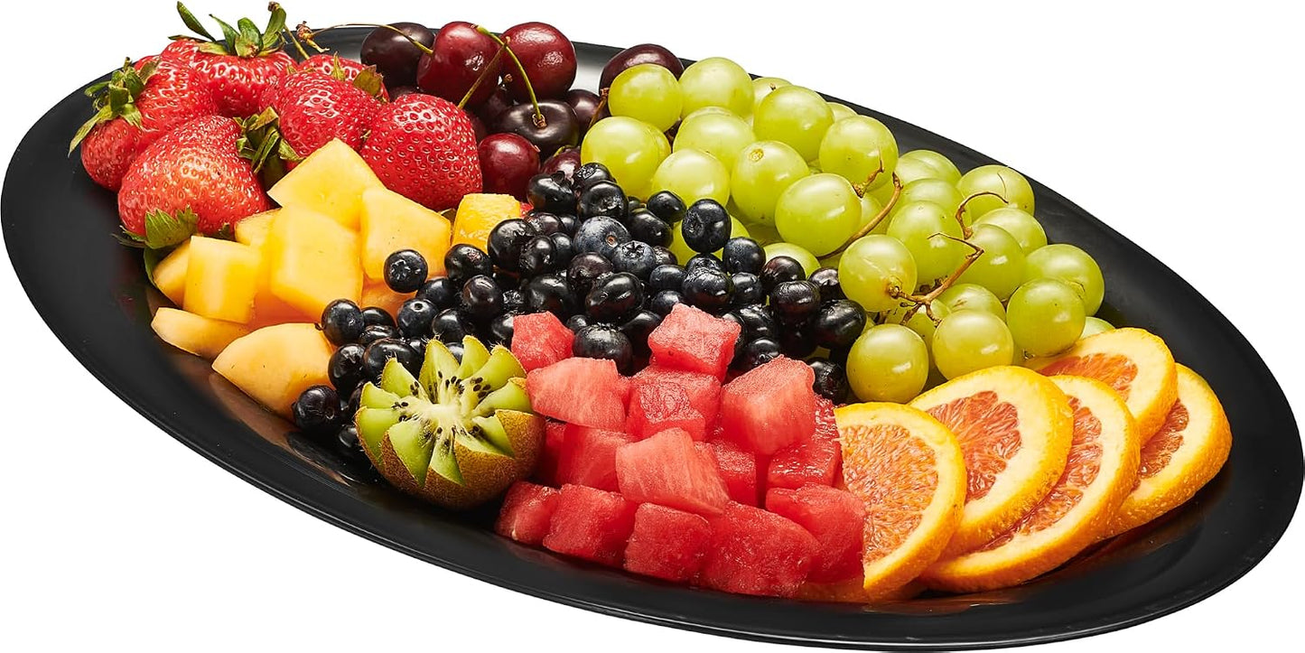 PLASTICPRO Plastic Oval Serving Trays - Serving Platters Oval 11 X 16 Disposable Party Dish Crystal Clear Pack of 4