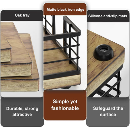 Wican Napkin Holder for Table, Bamboo Iron Standing Napkin Dispenser for Kitchen Dining Farmhouse Cocktail Picnic Bar Rustic Wood Holders for Paper Mail Bills Suitable for All Dining Room Decors Black