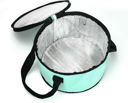 Insulated Cooler Pie Carrier Round Thermal Casserole Carrier,Polyester Fabric Cooler Lunch Bag for Hot or Cold Food transport,Large Size (Purple, Diameter 11 inches)