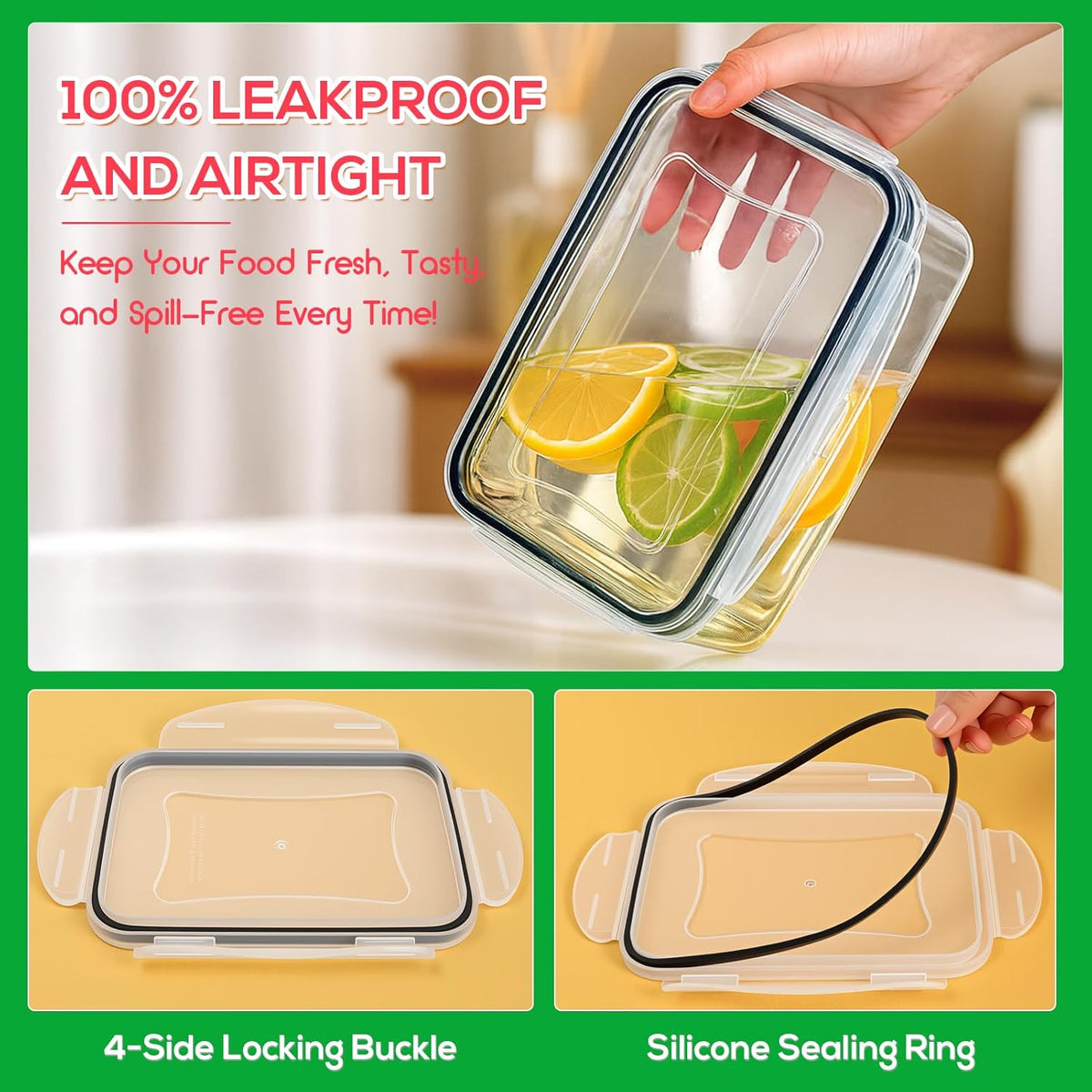 50 PCS Thicker Food Storage Containers with Lids, Clear Stackable Airtight Leakproof Reusable Plastic Meal Prep Container Set for Kitchen Storage/ Lunch, Fridge/ Microwave Safe with Labels&Pen