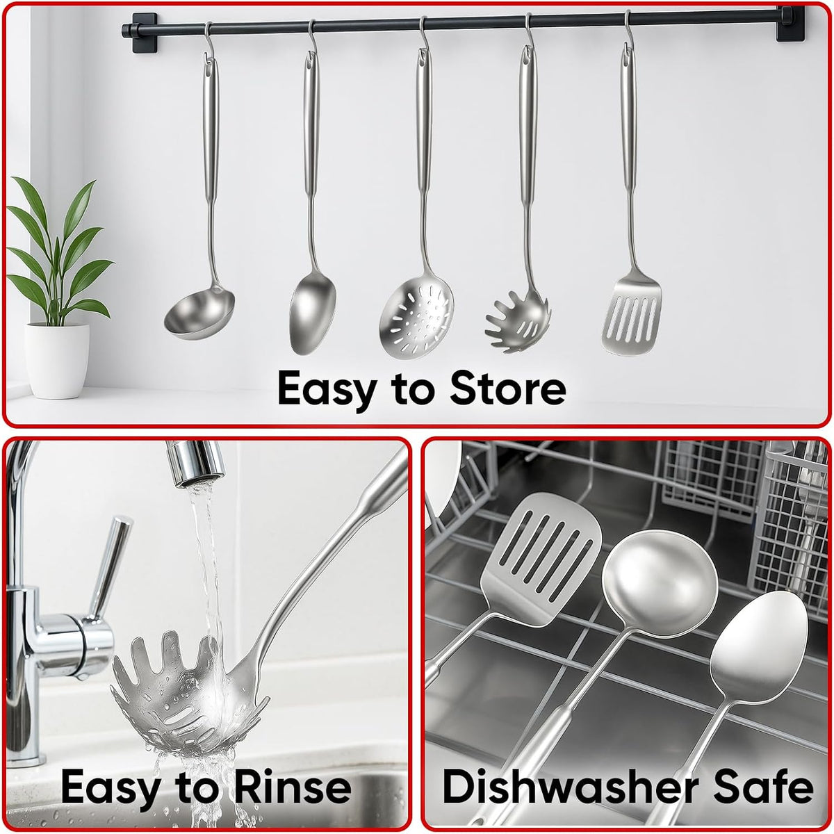 Newness Metal Fish Turner Spatula Stainless Steel for Kitchen Use, Small Griddle Egg Spatula, Flexible, Polished Metal, Corrosion Resistant, Kitchen Slotted Turner with Thin Edge Ideal for Turning,11"