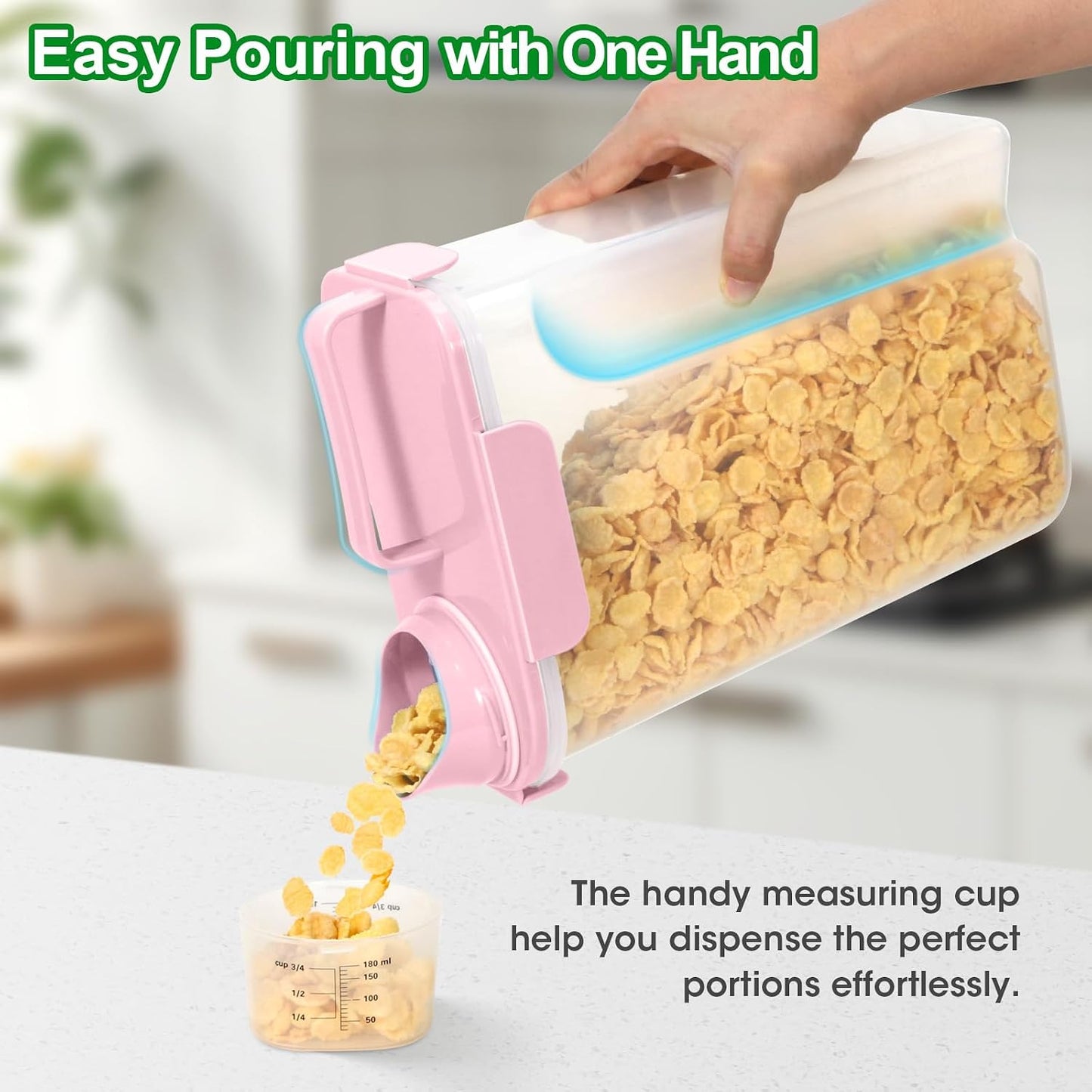 TBMax Rice Container 10 Lbs, Cereal Container Oatmeal Storage, Airtight Food Dispenser with Easy-pouring Spout & Handy Cup for Flour Grain Beans, Pet Dog Cat Bird Food Storage Container
