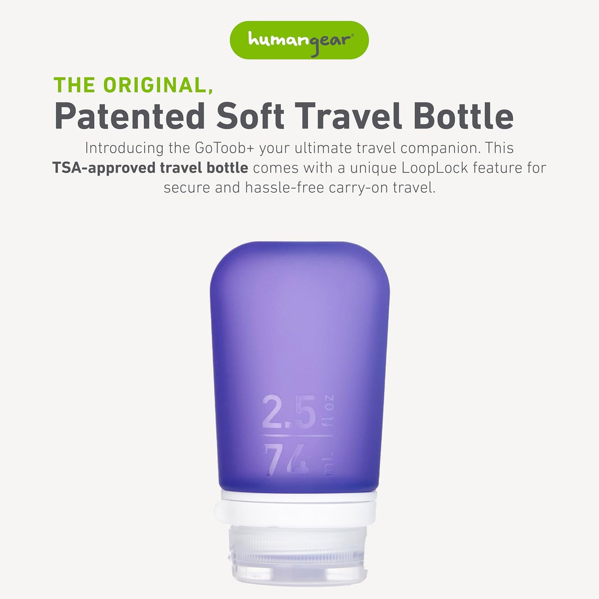 humangear GoToob+ (XL) | Refillable Silicone Travel Bottle | Locking Lid | Food-Safe Material | Blue, XL (6 fl.oz.; 177ml)