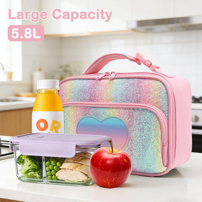 FlowFly Kids Lunch box Insulated Soft Bag Mini Cooler Back to School Thermal Meal Tote Kit for Girls, Boys, Astronaut - Colors A