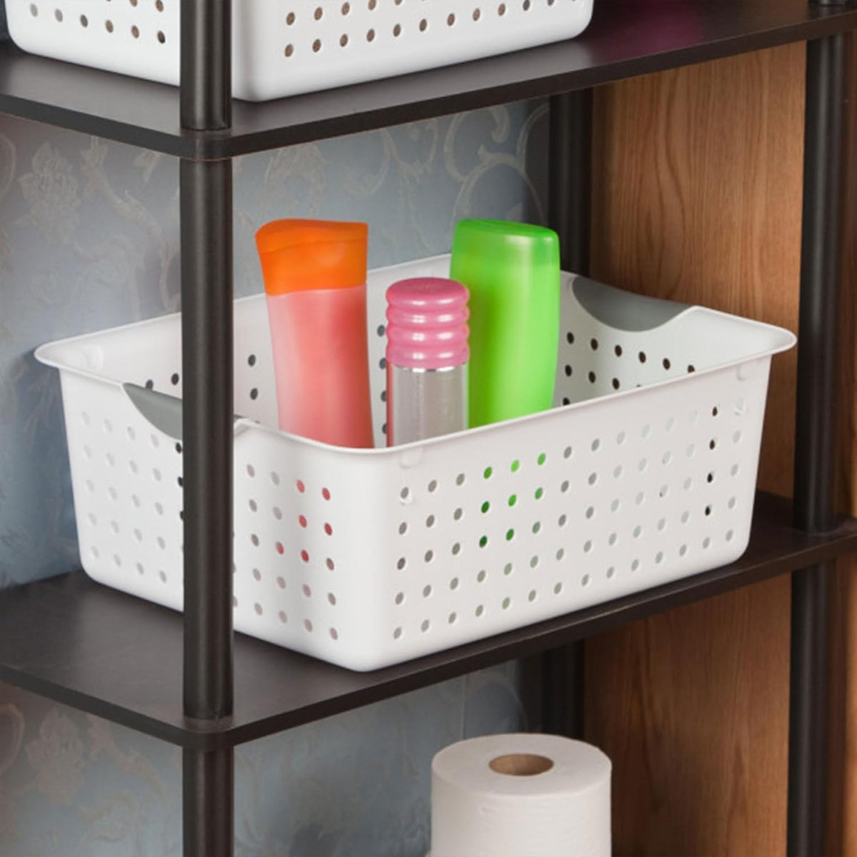 Sterilite 6-Pack Medium Ultra Basket, Open Top Plastic Storage Organizer, White - Classic Baskets for Organizing Countertops, Pantry Shelves, Kitchen Cabinets, Laundry Rooms or Home Offices